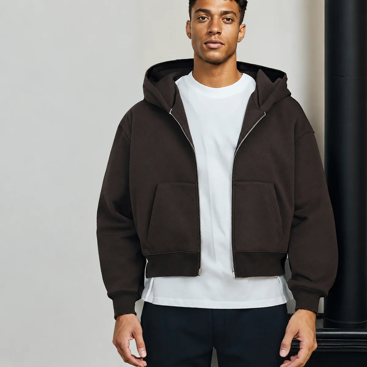 Cropped Zip Hoodie